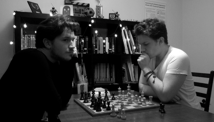 Michael playing chess against himself